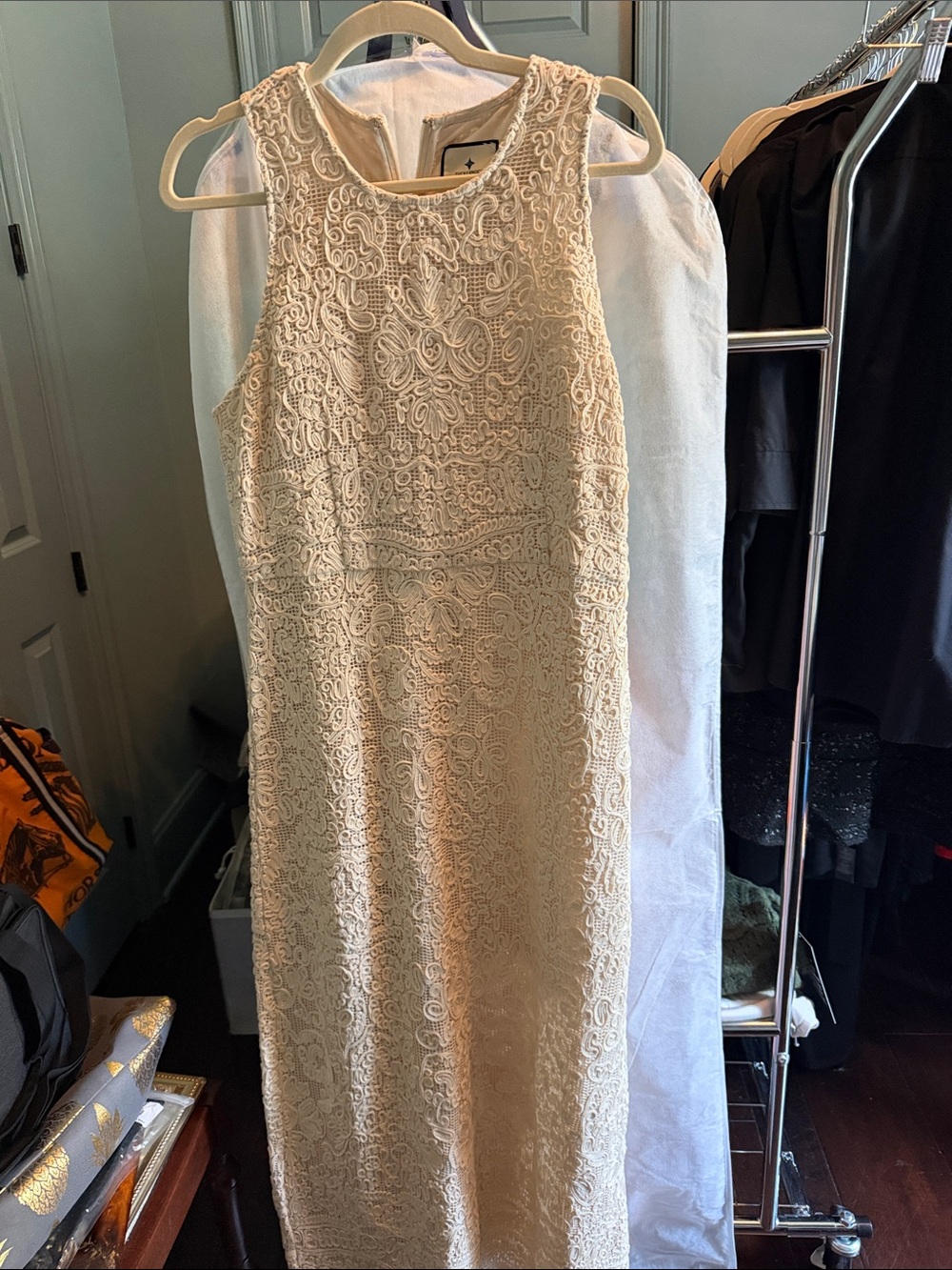Tuckernuck Sleeveless Lace Maxi Dress in Cream